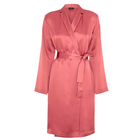 NWT La Perla Rosette Satin Silk Short Robe - Sz L - Picture 3 of 11